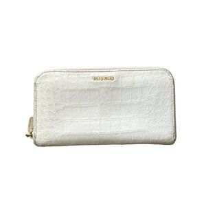 Miu Miu embossed leather zip around wallet
